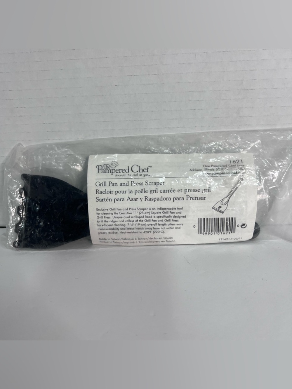 Pampered Chef Grill Pan and Press Scraper Tool 1621‎ SEALED Black Nylon